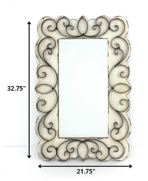 Homeroots White Framed Accent Mirror  Wood 274503