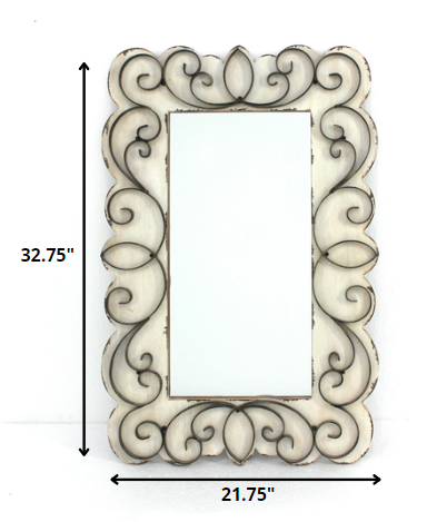 Homeroots White Framed Accent Mirror  Wood 274503