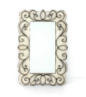 Homeroots White Framed Accent Mirror  Wood 274503