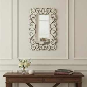 HomeRoots 33" Elegant White Wood Framed Accent Mirror - Timeless Design for Brightening Any Space! 274503