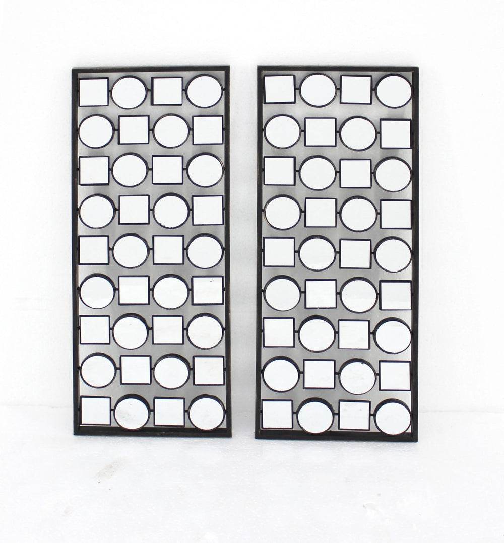 HomeRoots Set of Two 30" x 12" Bronze Mirrored Metal Wall Art – Modern Geometric Decor for Home & Office Spaces 274505
