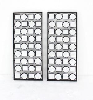 HomeRoots Set of Two 30" x 12" Bronze Mirrored Metal Wall Art – Modern Geometric Decor for Home & Office Spaces 274505