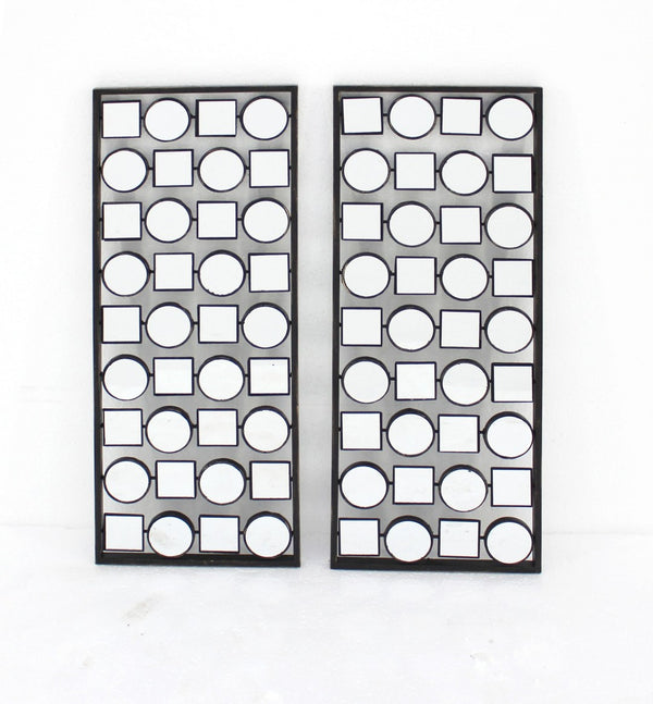 HomeRoots Set of Two 30" x 12" Bronze Mirrored Metal Wall Art – Modern Geometric Decor for Home & Office Spaces 274505