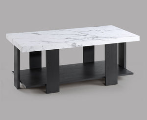 English Elm Gray 3-Piece Cocktail Set – White Faux Marble Rectangular Coffee Table + 2 End Tables, Modern Durable Elegance B011P316852