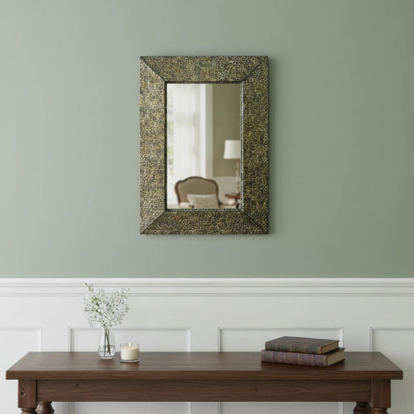 HomeRoots Bronze Rectangle Accent Metal Mirror - Timeless Elegance for Living Spaces, Easy Installation, Durable Design 274511