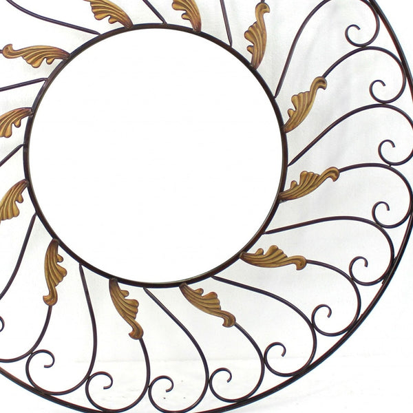 Homeroots Bronze Round Accent Metal Mirror  Metal 274512
