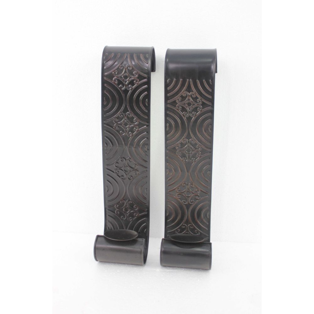 Homeroots 5" X 5" X 23.25" Brown, Vintage, Metal - Wall Candle Holder Sconce Set   274514