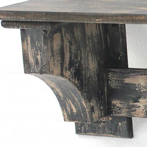 HomeRoots 30" Distressed Wood Vintage-Inspired Wall-Mounted Coat Rack with Four Hooks for Stylish Organization Black 274516