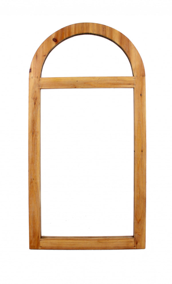 HomeRoots 5" Brown Arch Accent Mirror - Lightweight Framed Wall Decor for Rustic-Modern Home Styling 274520