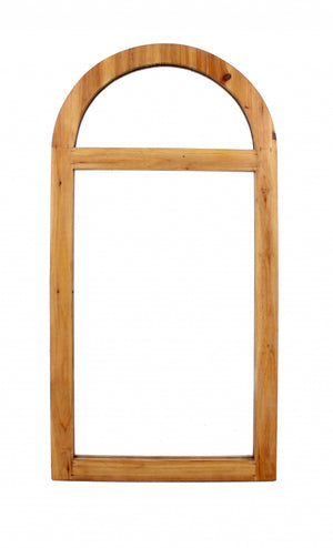 HomeRoots 5" Brown Arch Accent Mirror - Lightweight Framed Wall Decor for Rustic-Modern Home Styling 274520