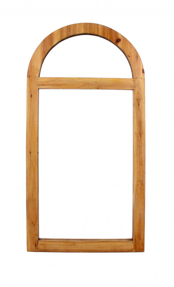 HomeRoots 5" Brown Arch Accent Mirror - Lightweight Framed Wall Decor for Rustic-Modern Home Styling 274520