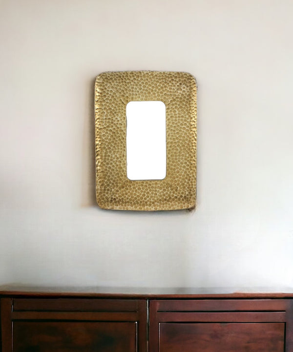 Homeroots 28" Gold Metal Framed Accent Mirror  Metal 274526