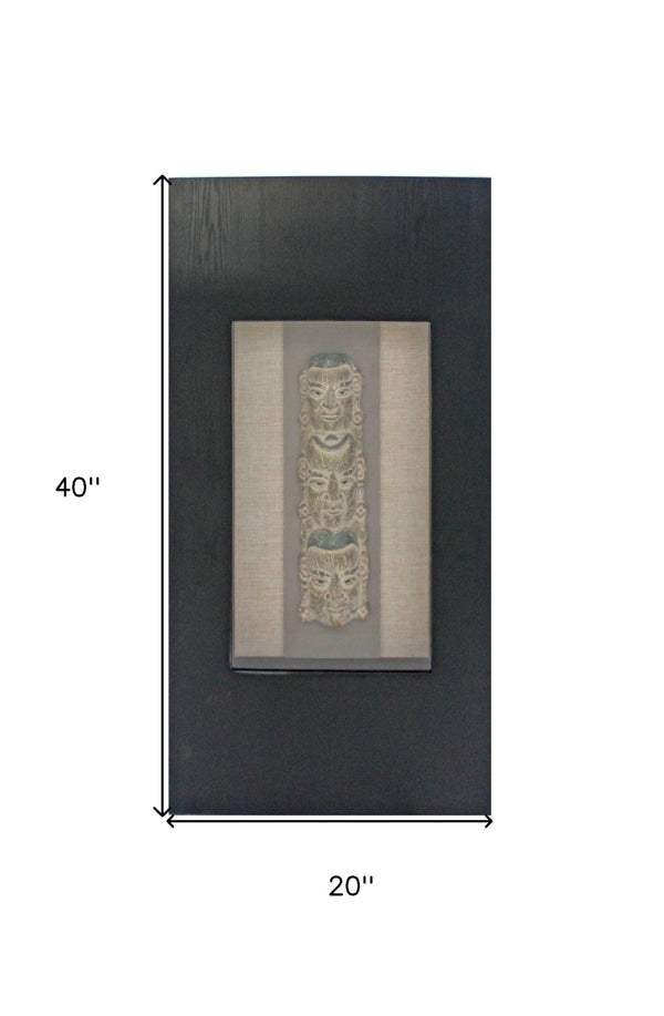 HomeRoots 40" Timeless Black & Brown Facial-Makeup Plaque - Handcrafted Wall Decor for Elegant Spaces 274529