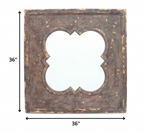 Homeroots Bronze Square Accent Mirror  Wood 274530