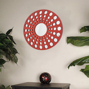 HomeRoots Red Wood Hanging Sculpture - Vibrant 24” Dimensional Wall Art for Contemporary Home Décor 274531