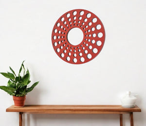 HomeRoots Red Wood Hanging Sculpture - Vibrant 24” Dimensional Wall Art for Contemporary Home Décor 274531