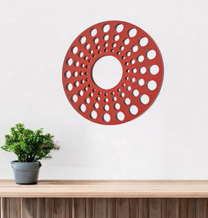 HomeRoots Red Wood Hanging Sculpture - Vibrant 24” Dimensional Wall Art for Contemporary Home Décor 274531