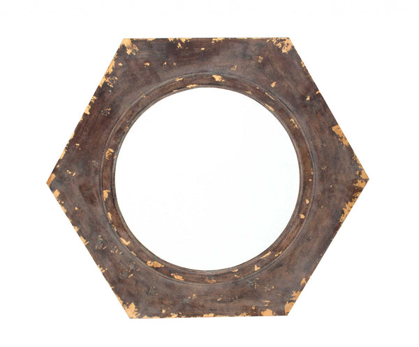 Homeroots Bronze Hexagon Accent Mirror  Wood 274532