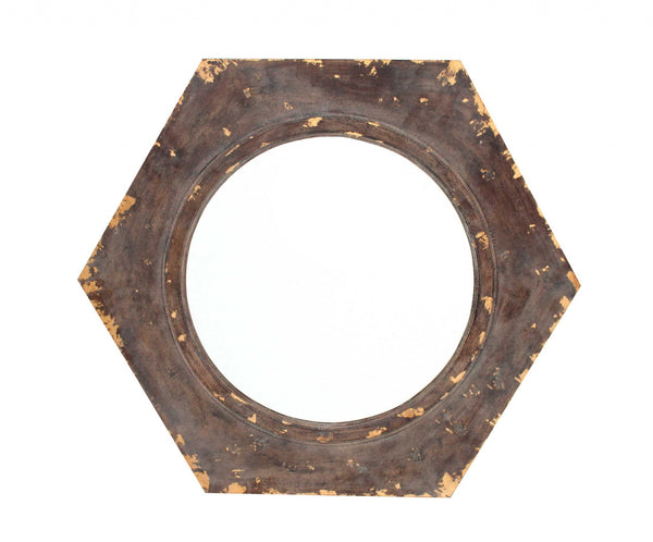 Homeroots Bronze Hexagon Accent Mirror  Wood 274532