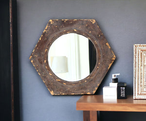 Homeroots Bronze Hexagon Accent Mirror  Wood 274532