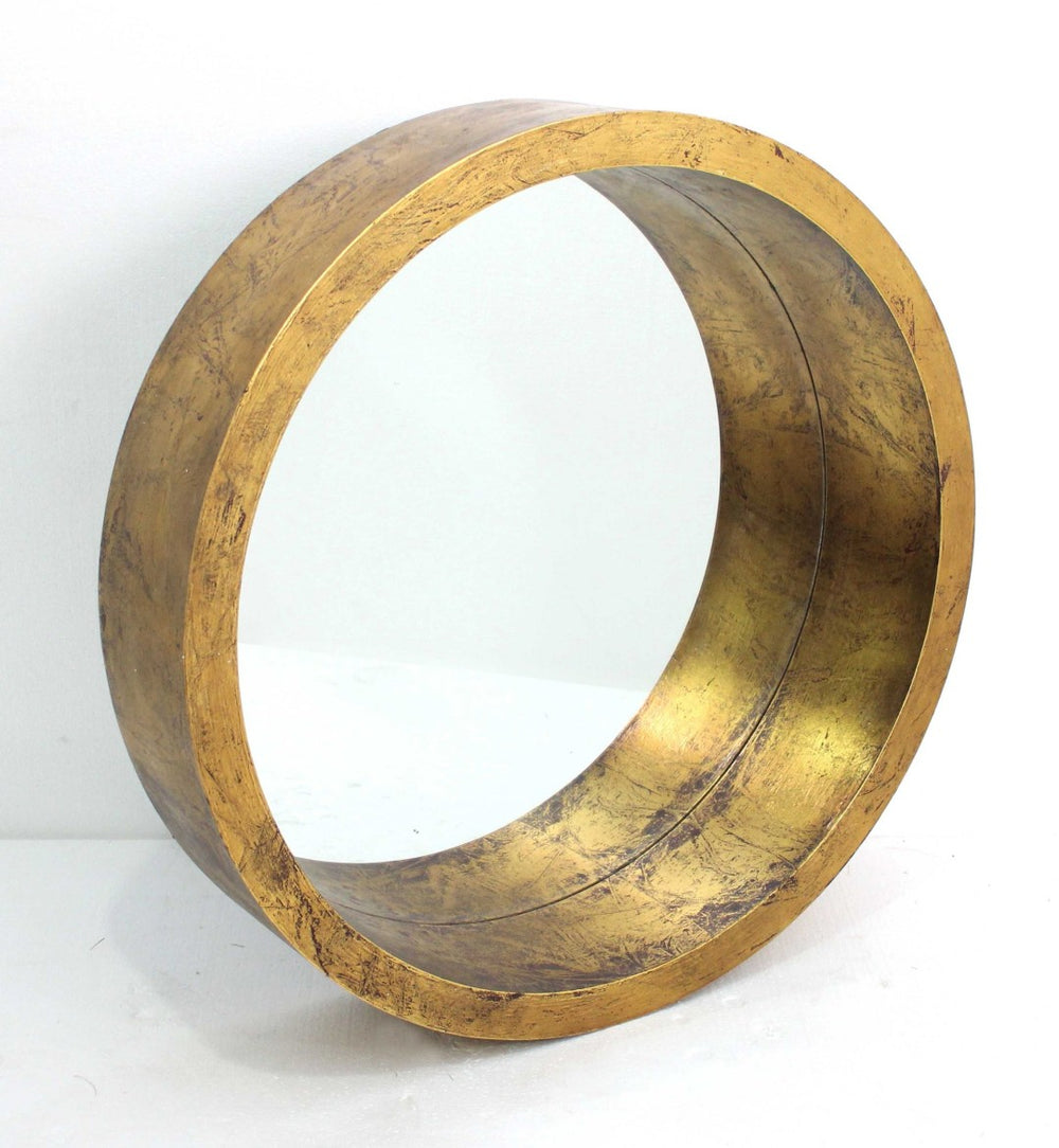HomeRoots 36" Elegant Gold Round Solid Wood Framed Accent Mirror - Vintage Style, Durable, Versatile Decor Piece 274538