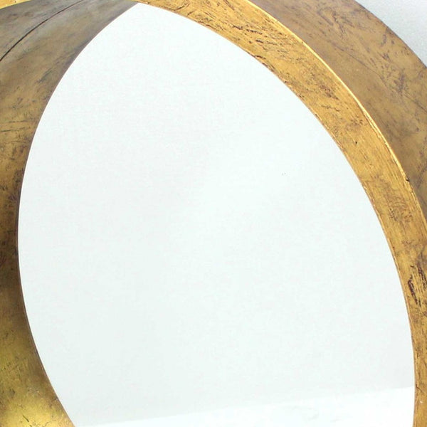 Homeroots 36" Gold Round Wood Framed Accent Mirror  Wood 274538