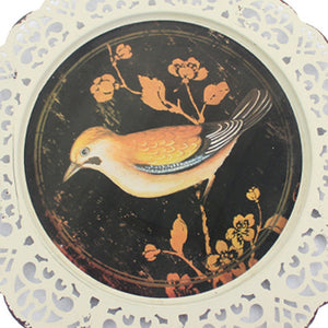 Homeroots Set Of Four 13" X 13" Brown And White Metal Bird Flower Wall Decor  Metal 274540