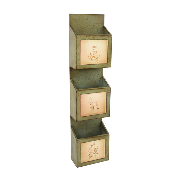 Homeroots 42" X 10" X 5" Green Rustic Vertical - Newspaper & Magazine Rack  Metal 274548