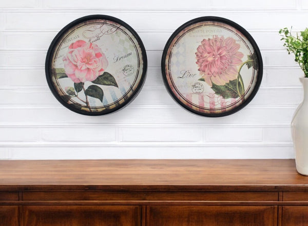 HomeRoots Set of Two Black Framed Distressed Wall Art Prints - Modern Touch for Your Home Decor & Style 274553