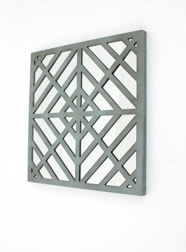 Homeroots 24" X 24" X 1" Blue Mirrored Square Wooden  Wall Decor Blue Mirror 274555