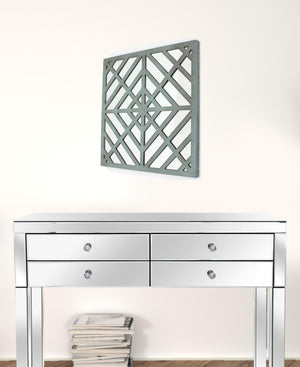 Homeroots 24" X 24" X 1" Blue Mirrored Square Wooden  Wall Decor Blue Mirror 274555