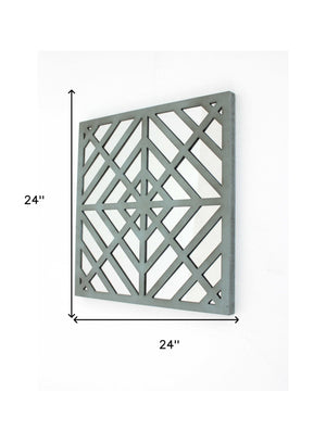 Homeroots 24" X 24" X 1" Blue Mirrored Square Wooden  Wall Decor Blue Mirror 274555