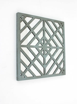 Homeroots 24" X 24" X 1" Blue Mirrored Square Wooden  Wall Decor Blue Mirror 274555