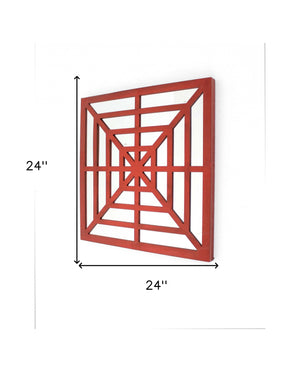 Homeroots 24" X 24" X 1" Red Mirrored Wooden  Wall Decor Red Mirror 274557