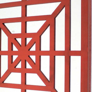 Homeroots 24" X 24" X 1" Red Mirrored Wooden  Wall Decor Red Mirror 274557