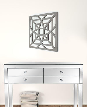 Homeroots 24" X 24" X 1" Gray Mirrored Square Wooden  Wall Decor Gray Mirror 274558