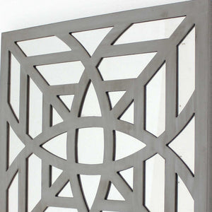 Homeroots 24" X 24" X 1" Gray Mirrored Square Wooden  Wall Decor Gray Mirror 274558