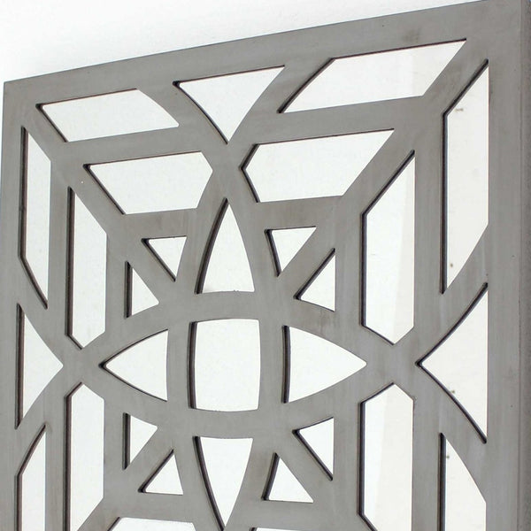 Homeroots 24" X 24" X 1" Gray Mirrored Square Wooden  Wall Decor Gray Mirror 274558