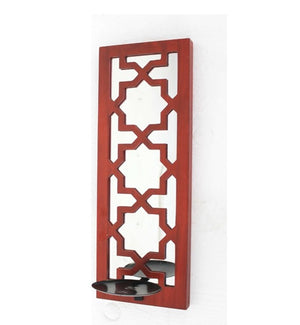 Homeroots 17" X 5" X 6" Red, Wooden Cross - Candle Holder Sconce   274565