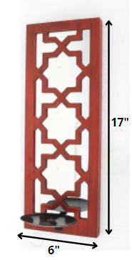 Homeroots 17" X 5" X 6" Red, Wooden Cross - Candle Holder Sconce   274565