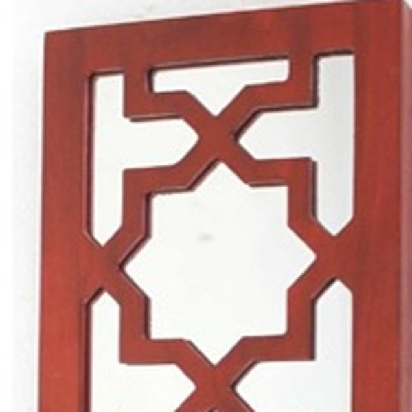 Homeroots 17" X 5" X 6" Red, Wooden Cross - Candle Holder Sconce   274565