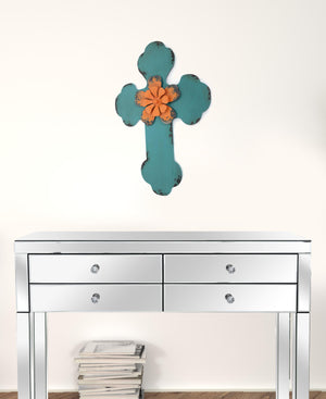 Homeroots 24" X 16" Blue Wood Wall Decor Blue Wood 274569