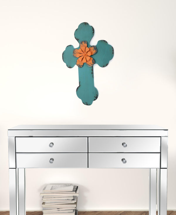 Homeroots 24" X 16" Blue Wood Wall Decor Blue Wood 274569