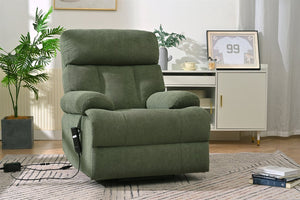 English Elm Oversized Power Lift Recliner Chair with Remote Control, Spacious Fabric Seat and Side Pocket for Comfort and Support Dark Green W1028P261277