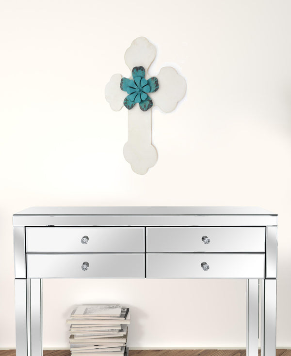 Homeroots 24" X 16" X 1" White Cross Wall Decor White Wood 274570