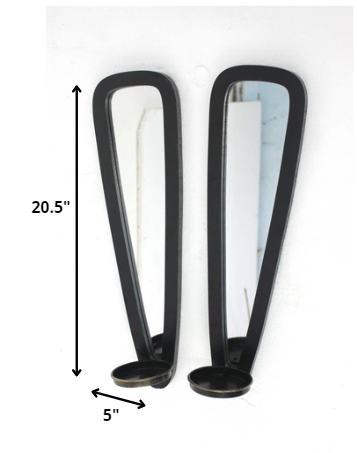 Homeroots 5 X 5.75 X 20.5 Black Wooden - Candle Holder Sconce Set   274573