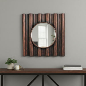 HomeRoots 24" Bronze Square Accent Mirror - Modern Geometric Design Enhances Any Room with Timeless Elegance 274586