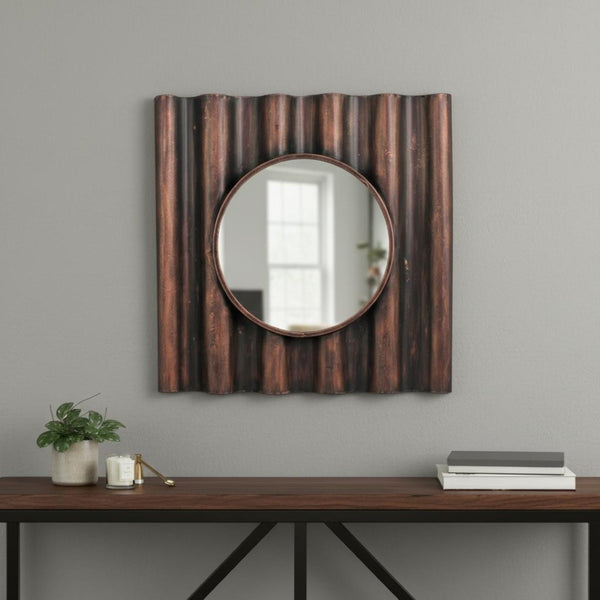 HomeRoots 24" Bronze Square Accent Mirror - Modern Geometric Design Enhances Any Room with Timeless Elegance 274586