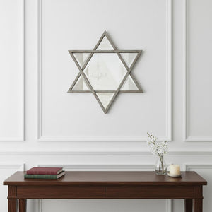 HomeRoots 26" Silver Novelty Metal Framed Accent Mirror - Unique Design to Brighten Any Room with Elegance 274587