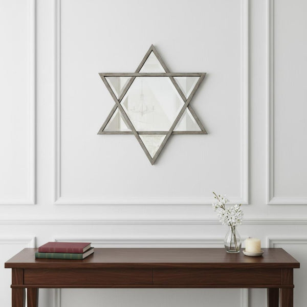HomeRoots 26" Silver Novelty Metal Framed Accent Mirror - Unique Design to Brighten Any Room with Elegance 274587